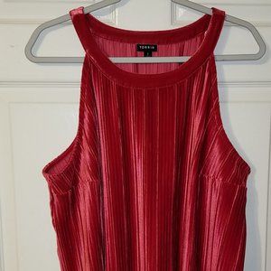 Red Velvet Pleated Goddess Tank